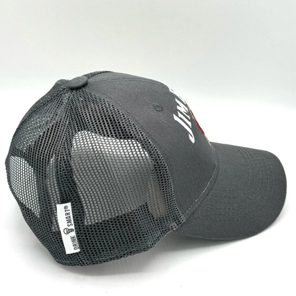 JIM BEAM Gray Trucker Hat Cap with Mesh Back and Adjustable Snap Back Closure - Picture 4 of 6